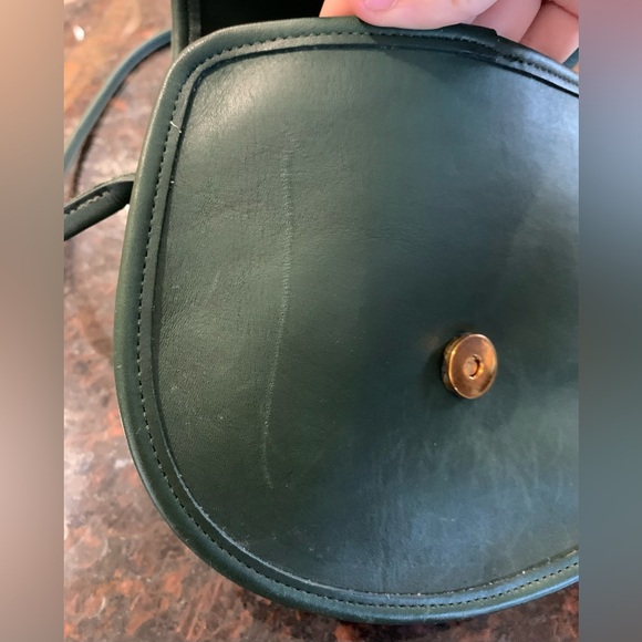 COACH Vintage Casey Bag Leather Crossbody Handbag Dark Emerald Green 80s / 90s - Picture 9 of 14